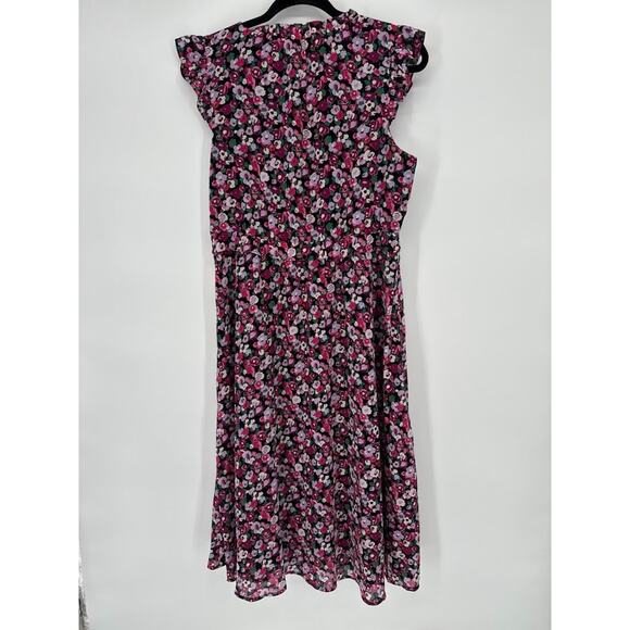 J.Crew Midi Dress 6 Floral Tiered Flutter Ruffle Sleeve Cottagecore Feminine - Picture 4 of 11